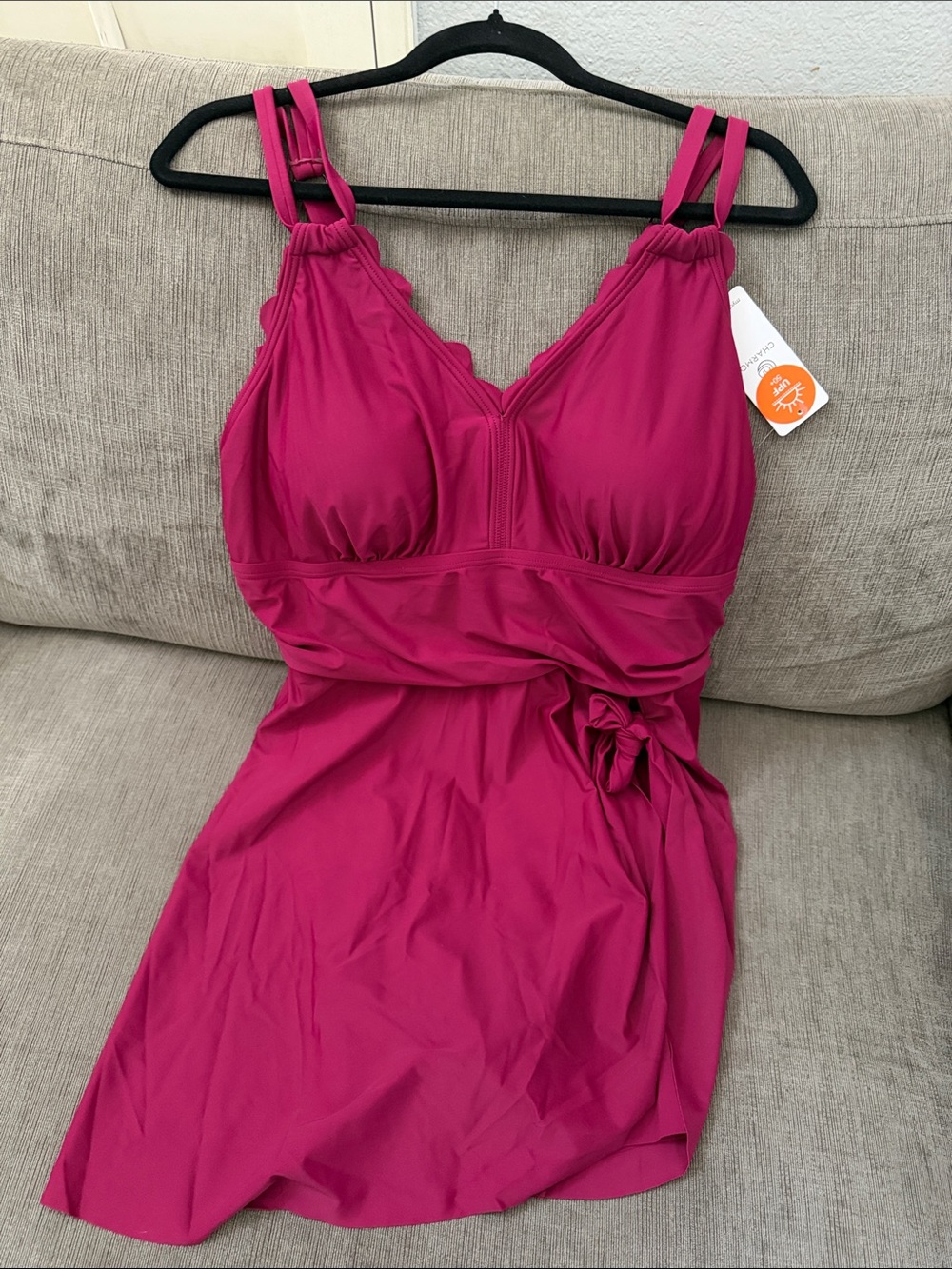 Charmo Hot Pink Swimdress with Ruched Wrap Detail